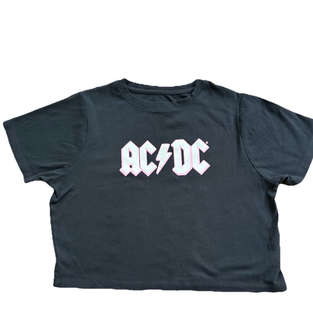 AC/DC Band tee short sleeves black with white letters trimmed in pick- XXL EUC